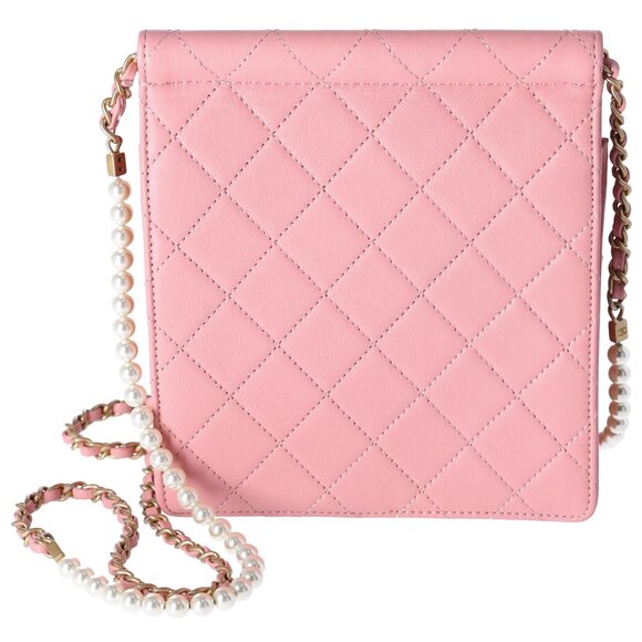 CHANEL Chic Pearls Flap Crossbody Pink Lambskin Quilted - Picture 4 of 9